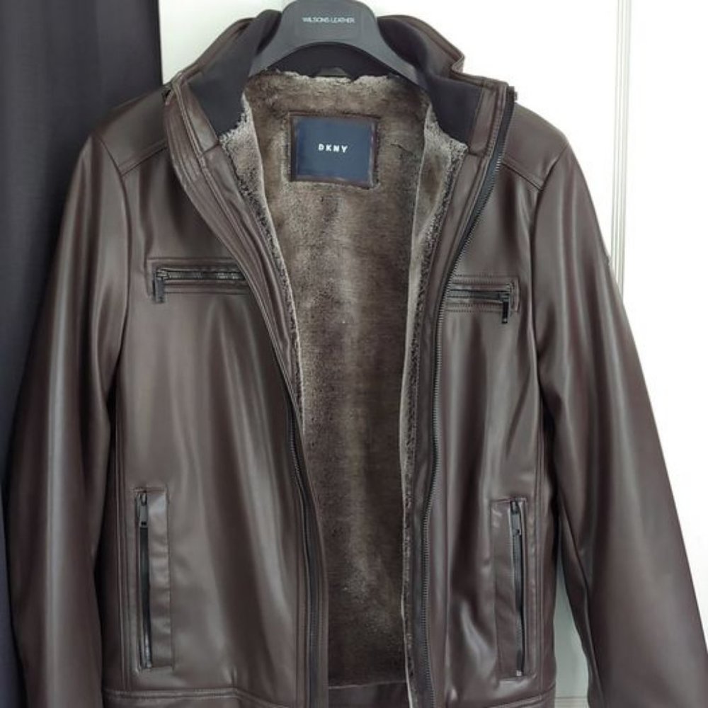 DKNY Dark Brown Leather Jacket
